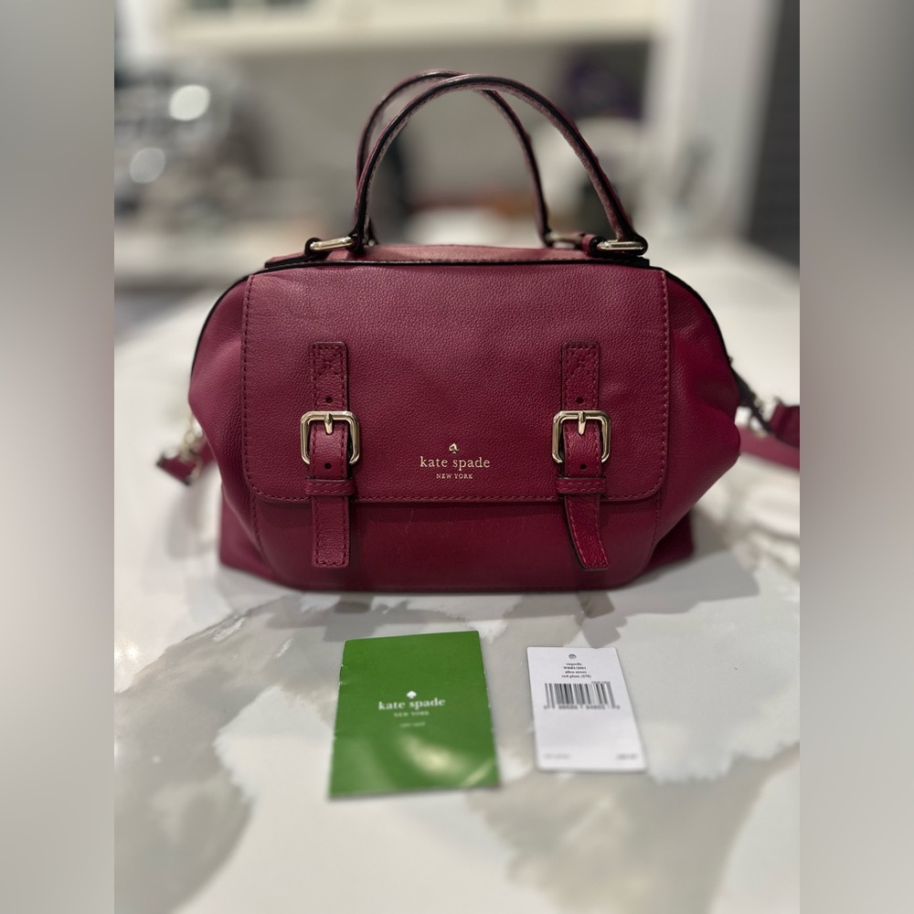 EUC Kate Spade $398 Cruiser Allen St Raquelle Leather Tote Bag Plum Red